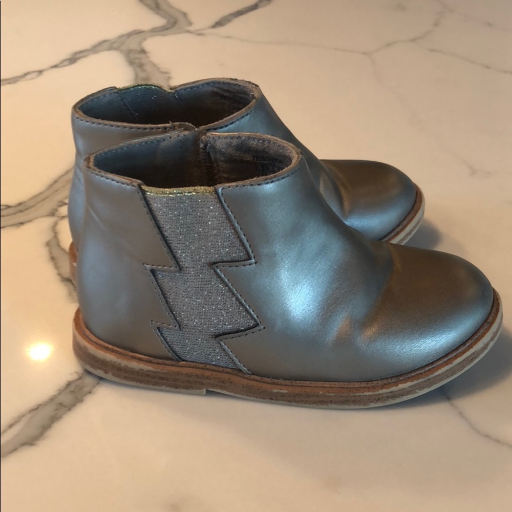 Zara Baby Silver Metallic “bolt” Boots